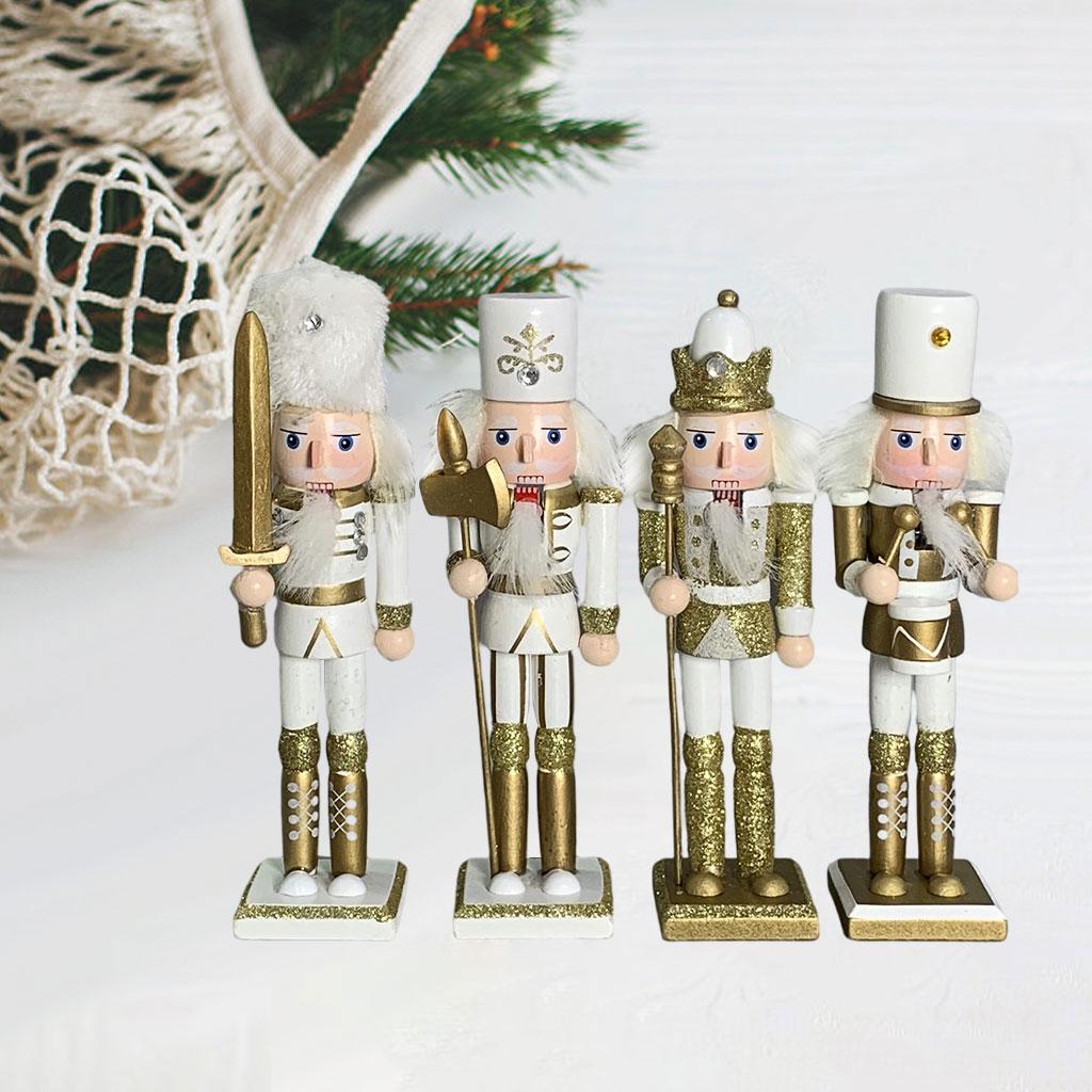 Nutcracker Figurine - クリスマスや新年のお祝いにぴったりの、手描きの18cmのくるみ割り人形4体セット。
