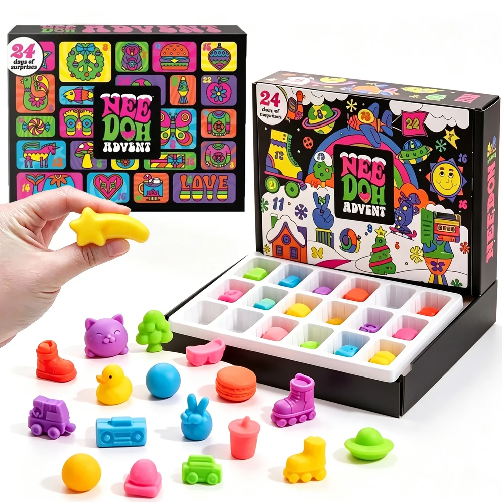 Advent Calendar Gift - 2026年ニードホー・クリスマス、13日間/24日間カウントダウン・アドベントカレンダー、3D PVC製フィジェットドール・サプライズボックス、ストレス解消用ホリデーギフトおもちゃ