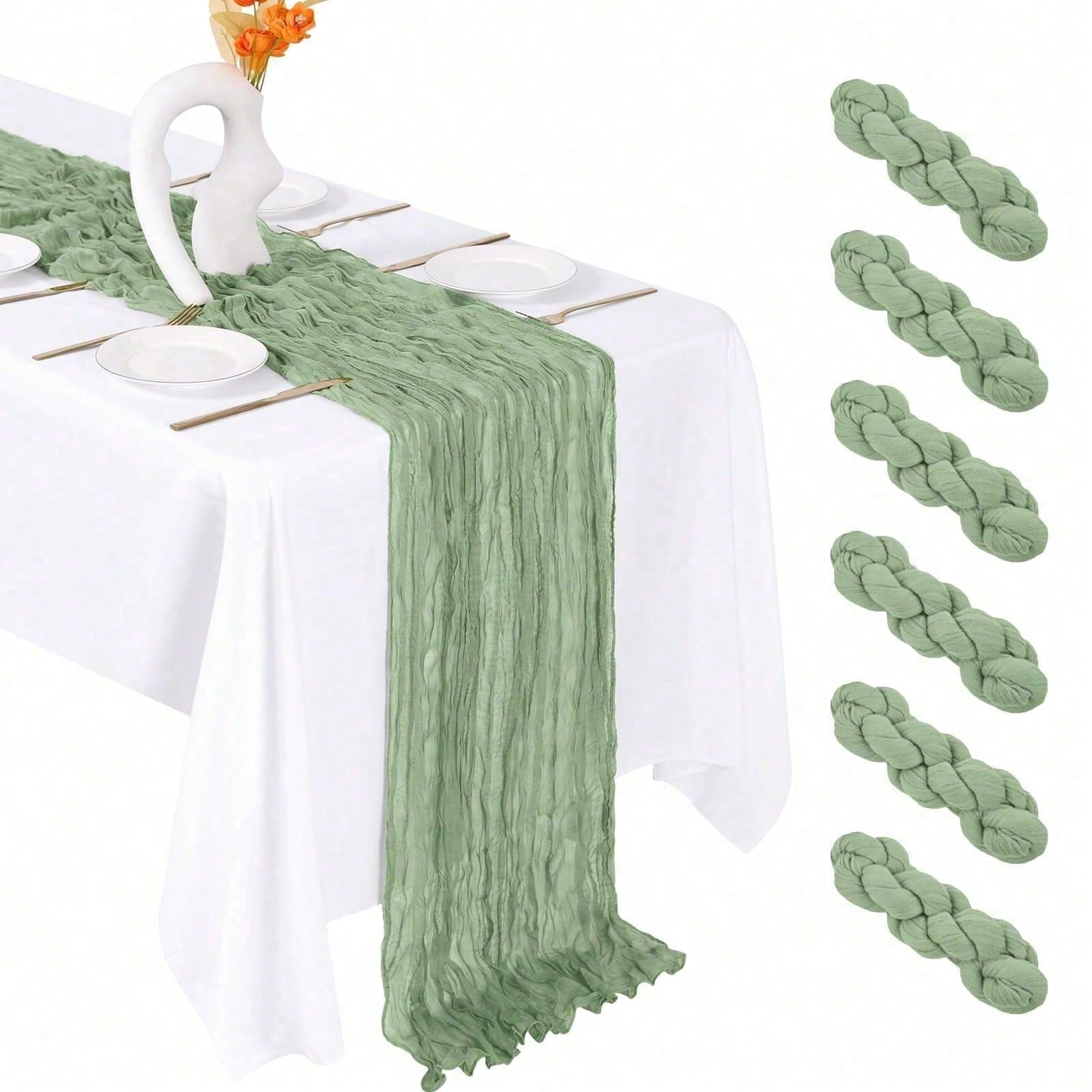 Christmas Table Runner - 6枚組のチーズクロス製テーブルランナー、ブライダルシャワーや独身女性パーティー用、デザートテーブル、ギフトステーション、ミモザバー用の薄手のガーゼテーブルクロス、素朴なロマンスのウェディング前夜のお祝い用品