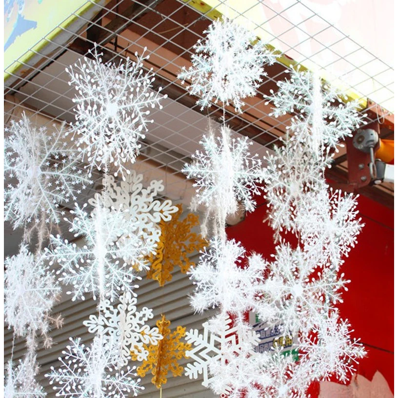 Christmas Tree Artificial - 30個入り クリスマススノーフレークオーナメント クリスマスツリーデコレーション 家庭用 11cm/15cm ホワイトスノーフレーク