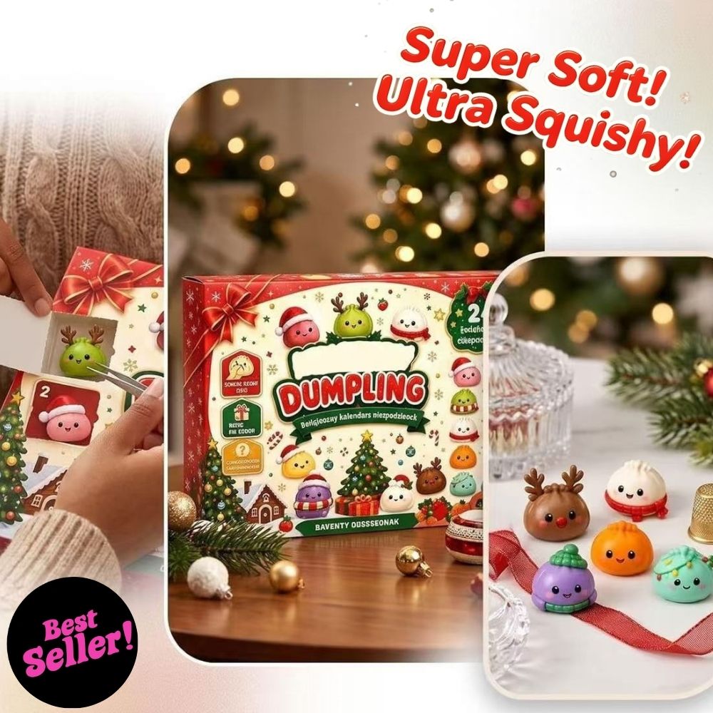 Advent Calendar Gift - クリスマス・スクイッシー・アドベントカレンダー 12/24日間カウントダウン・サプライズボックス。スクイーズできるおもちゃで、ゆっくりと元の形に戻る。触覚を刺激するギフトとしても、デコレーションとしても最適。