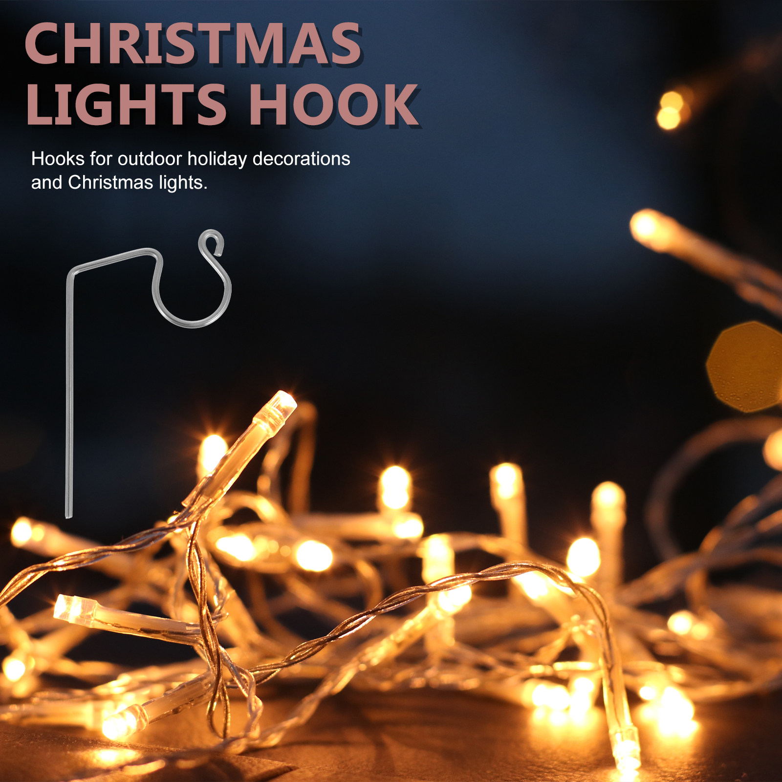 50個入り、金属製のライトフック。クリスマスイルミネーション - Christmas Lights Outdoor のレビューと価格