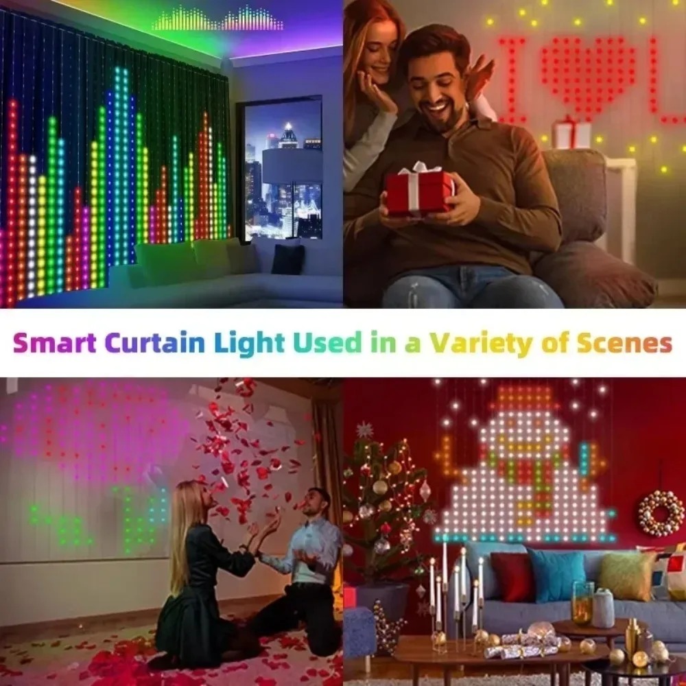 屋外用LEDピクセルカーテンライト ブルートゥースアプリ ス - Christmas Lights Outdoor のレビューと価格