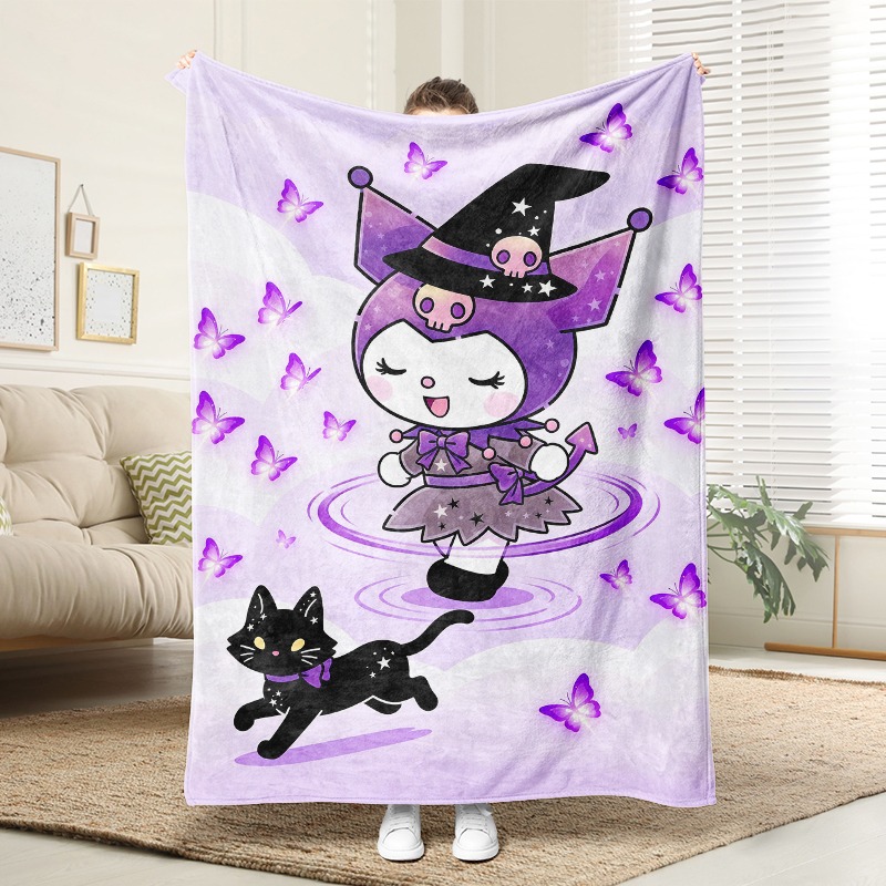 サンリオブランケット、居心地の良い紫色の魔女と黒猫のフランネ - Christmas Throw Blanket のレビューと価格