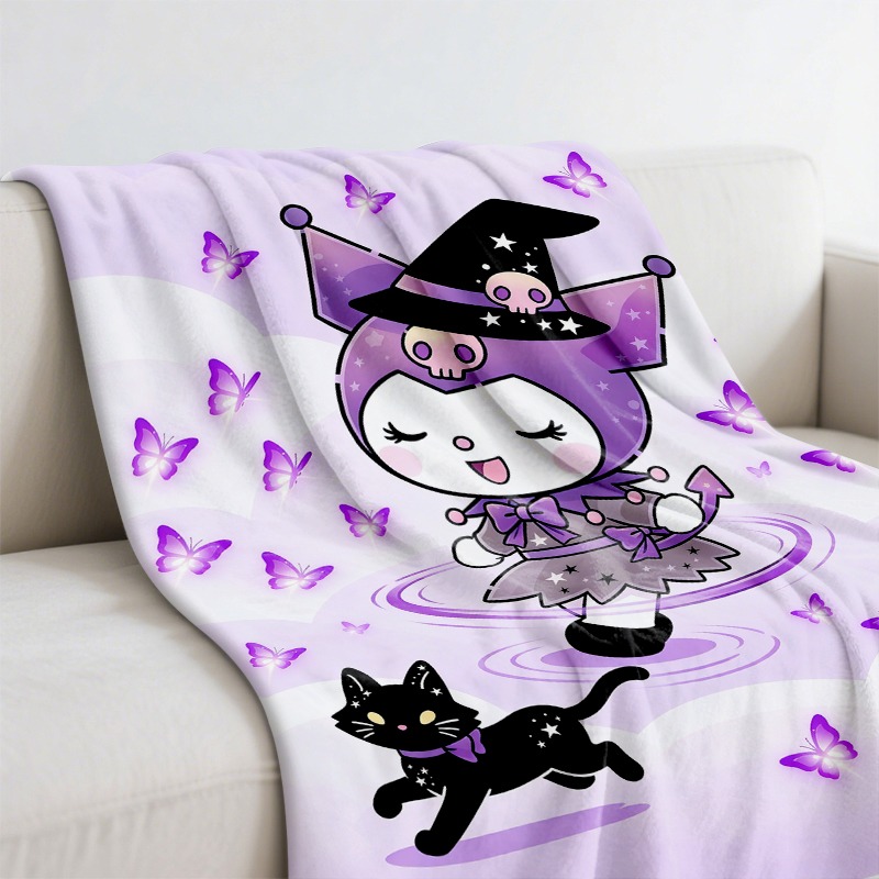 サンリオブランケット、居心地の良い紫色の魔女と黒猫のフランネ - Christmas Throw Blanket のレビューと価格