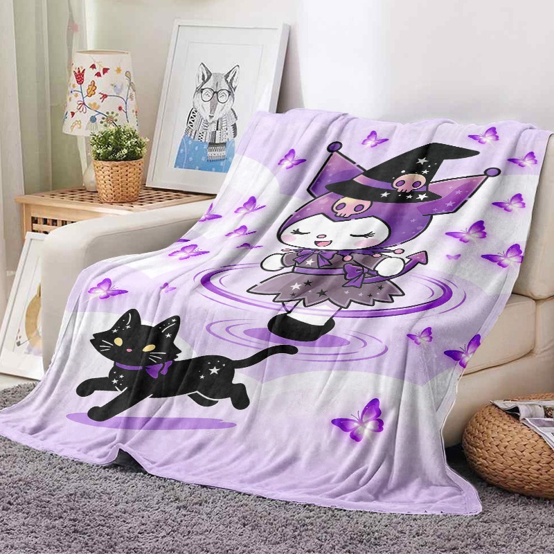 サンリオブランケット、居心地の良い紫色の魔女と黒猫のフランネ - Christmas Throw Blanket のレビューと価格