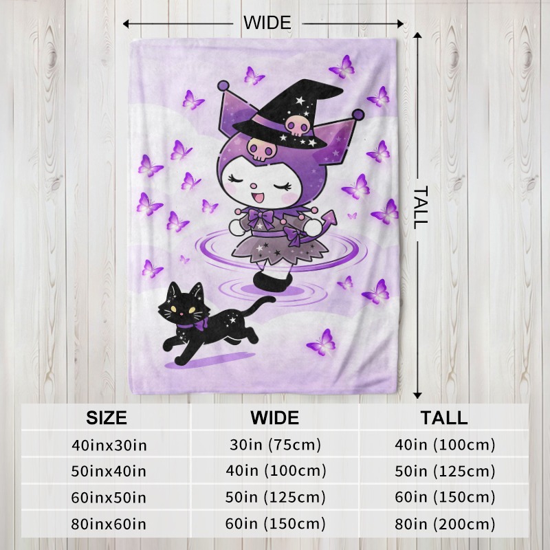 サンリオブランケット、居心地の良い紫色の魔女と黒猫のフランネ - Christmas Throw Blanket のレビューと価格