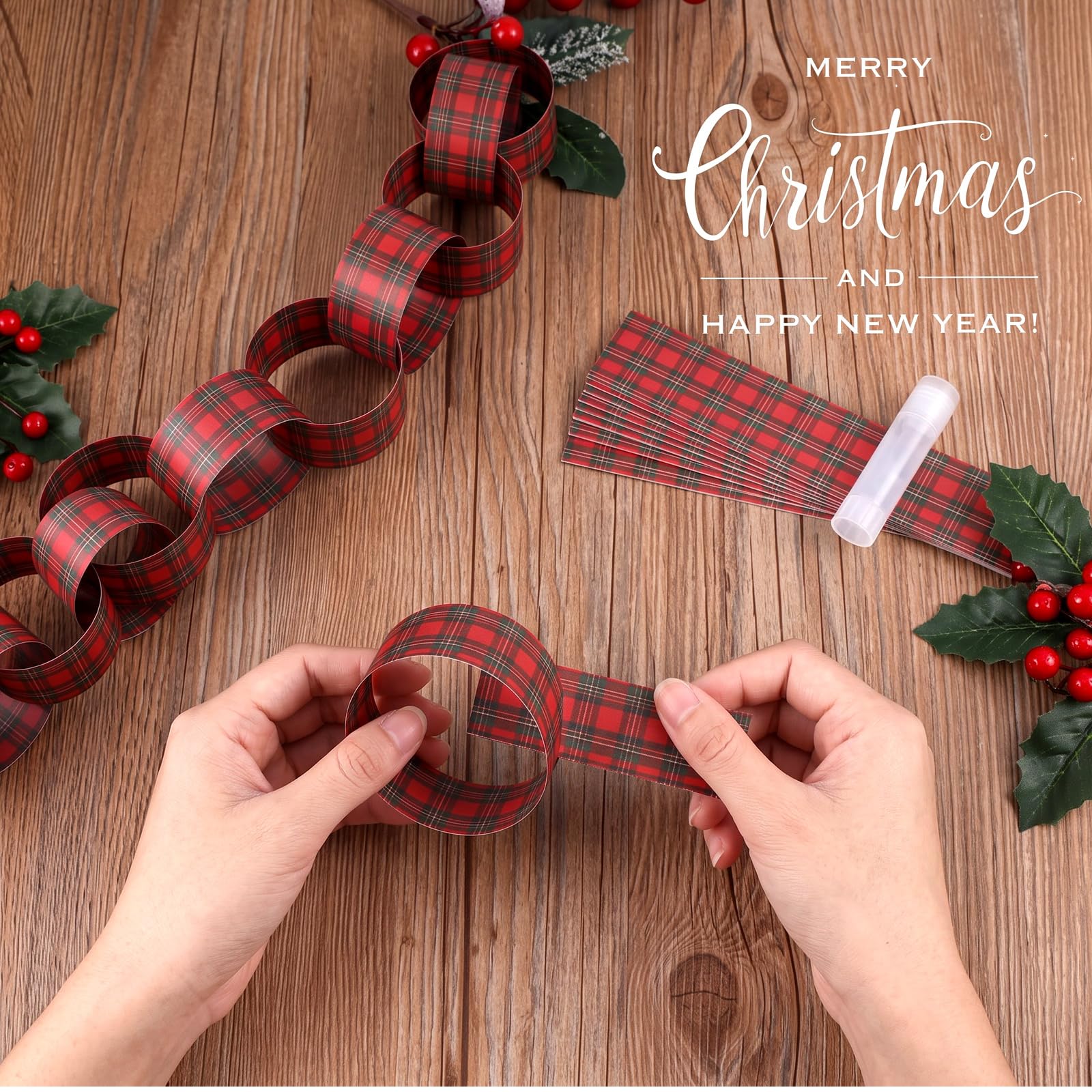 赤と黒のチェック柄ペーパーチェーンガーランド。連結可能なペー - Christmas Throw Blanket のレビューと価格