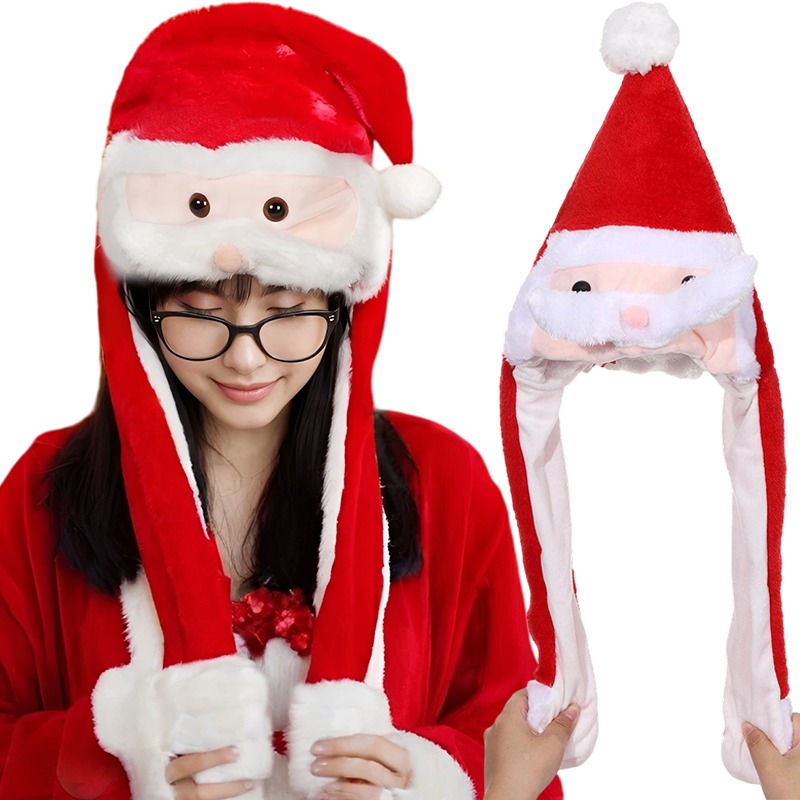 面白いクリスマスサンタ帽子。動くひげとエアバッグが付いた、イ - Santa Hat Plush のレビューと価格