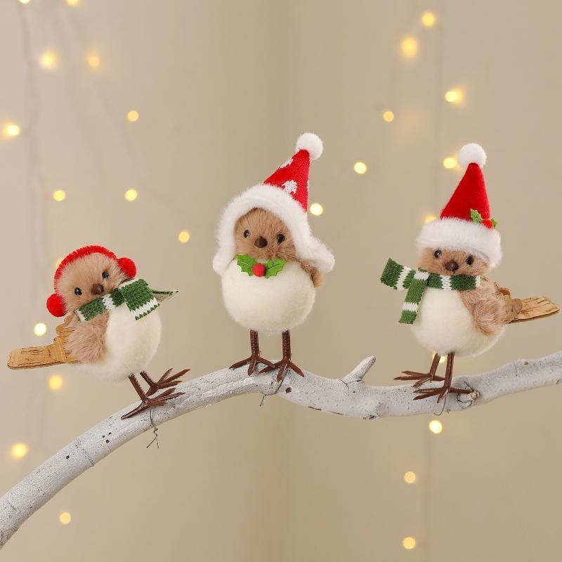 クリスマスぬいぐるみ鳥の飾り サンタ帽子とスカーフ付き かわ - Santa Hat Plush のレビューと価格
