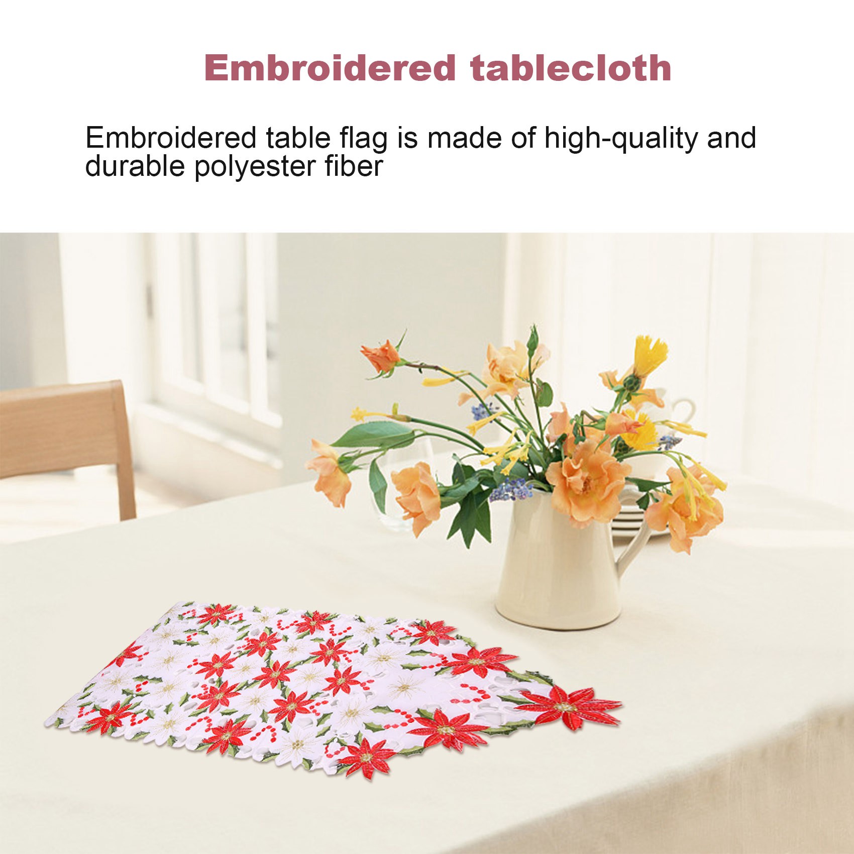 ホリーポインセチアクリスマス刺embroideredテーブル - Christmas Table Runner のレビューと価格
